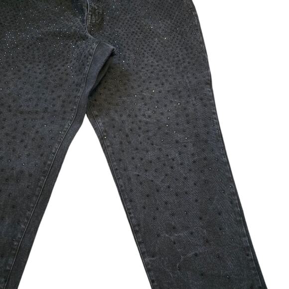 Lane Bryant Black Boyfriend Fit Jeans With Rhinestone Party Plus Size 26 - Picture 10 of 13
